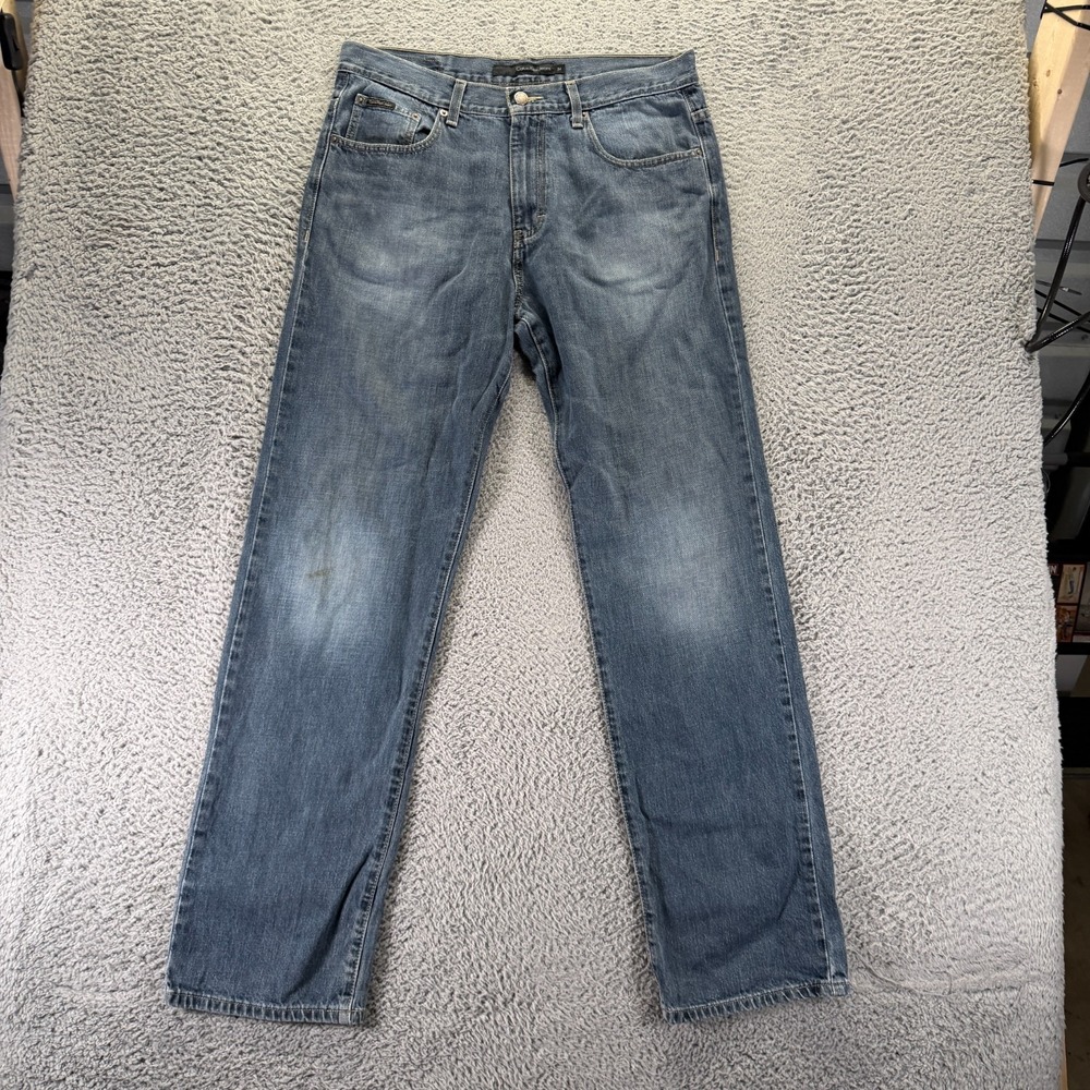 Vintage Calvin Klein Jeans Men 34x34 Blue Cotton Denim Straight Relaxed Workwear